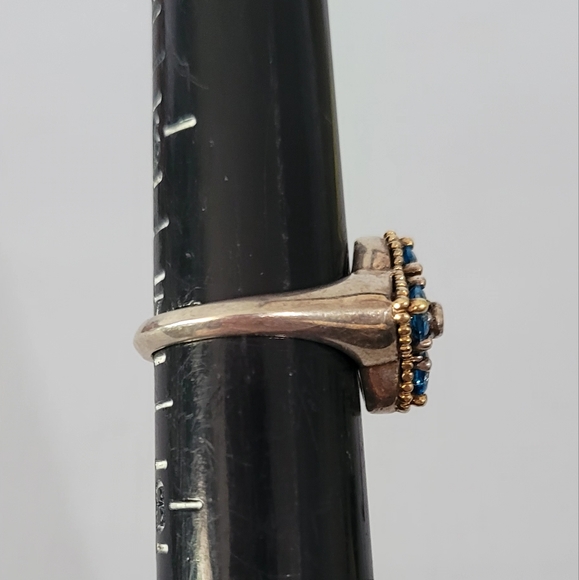 LAGOS Caviar Two-Tone Blue Topaz Diamond Ring 7 - Picture 3 of 6